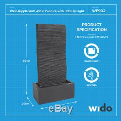 LED WATER FEATURE RIPPLE WALL OUTDOOR GARDEN FOUNTAIN Wido