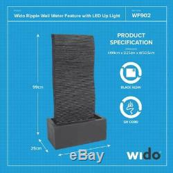 LED WATER FEATURE RIPPLE WALL OUTDOOR GARDEN FOUNTAIN Wido