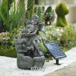 LED Watering Petal Solar Power Outdoor Garden Water Feature Fountain Angel Decor