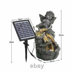 LED Watering Petal Solar Power Outdoor Garden Water Feature Fountain Angel Decor