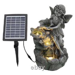 LED Watering Petal Solar Power Outdoor Garden Water Feature Fountain Angel Decor