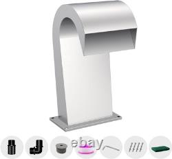 LONGRUNNEW Waterfall Spillway Stainless Steel Pool Fountain Curved, Outdoor Pond