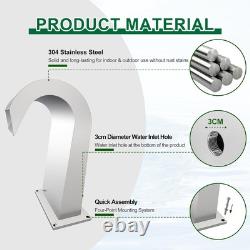 LONGRUNNEW Waterfall Spillway Stainless Steel Pool Fountain Curved, Outdoor Pond