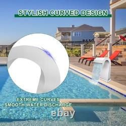 LONGRUNNEW Waterfall Spillway Stainless Steel Pool Fountain Curved, Outdoor Pond