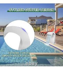 LONGRUNNEW Waterfall Spillway Stainless Steel Pool Fountain Curved, Outdoor Pond