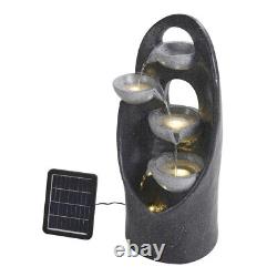 Large 68cm Garden Outdoor Tiered Water Feature LED Fountain Barrel Bowls Solar