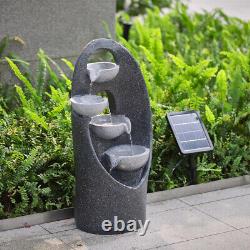 Large 68cm Garden Outdoor Tiered Water Feature LED Fountain Barrel Bowls Solar