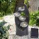 Large 68cm Solar Powered Garden Outdoor Fountain Water Feature Barrel Bowls Led