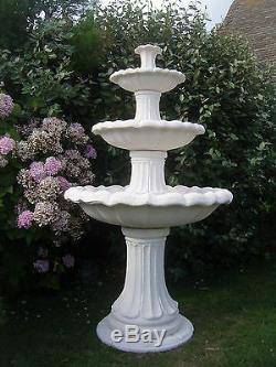 Large Barcelona 6'10 Tall White Stone Outdoor Garden Water Feature Fountain