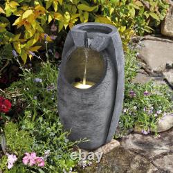 Large Barrel Garden Flowing Water Feature Fountain Cascading Solar Powered Light Large Barrel Garden Flowing Water Feature Fountain Cascading Solar Powered Light
