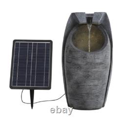 Large Barrel Garden Flowing Water Feature Fountain Cascading Solar Powered Light Large Barrel Garden Flowing Water Feature Fountain Cascading Solar Powered Light