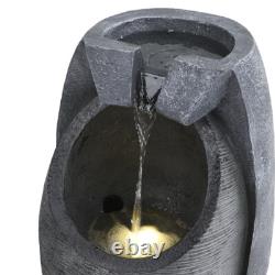 Large Barrel Garden Flowing Water Feature Fountain Cascading Solar Powered Light Large Barrel Garden Flowing Water Feature Fountain Cascading Solar Powered Light