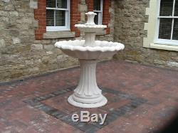 Large Bowled 2 Teired Barcelona Garden Fountain White Stone Water Feature