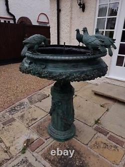 Large Bronze Antique Garden Fountain Bird Bath Water Feature 20th Century