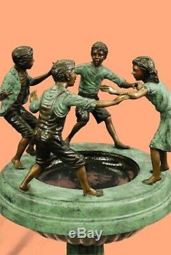 Large Bronze Water Fountain Statue with Children Garden Sculpture Home Decor Art