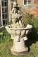 Large Cascading Water Fountain Sitting Country Maiden With Basket Of Fruit