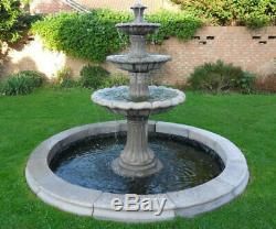Large Clarnce Pool Surround 3 Tiered Barcelona Stone Garden Water Fountain