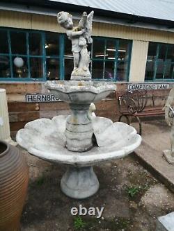 Large Classical Style Two Tier Water Fountain Boy with Bird