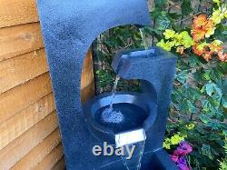 Large Ebony Electric Water Feature, Garden Water Fountain with LED Lights