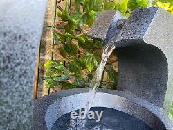 Large Ebony Electric Water Feature, Garden Water Fountain with LED Lights