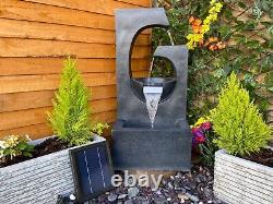 Large Ebony Electric Water Feature, Garden Water Fountain with LED Lights