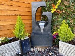 Large Ebony Electric Water Feature, Garden Water Fountain with LED Lights