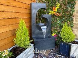 Large Ebony Electric Water Feature, Garden Water Fountain with LED Lights