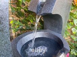 Large Ebony Electric Water Feature, Garden Water Fountain with LED Lights