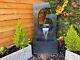 Large Ebony Solar Powered Water Feature, Garden Water Fountain With Led Lights