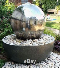 Large Eclipse Stainless Steel Sphere 50cm Water Feature Fountain Garden Outdoor