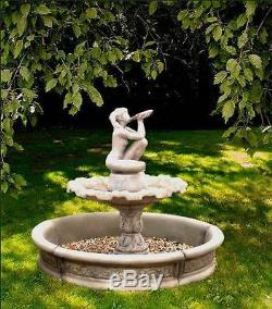 Large Garden Fountain Girl Drinking Water Stone Waterworks 159x130 cm