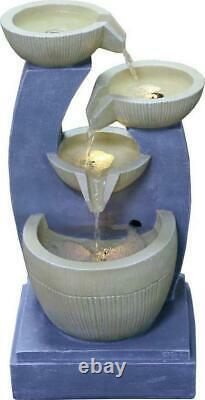 Large Garden Fountain Water Feature Pump LED Lights Cascade 3 Tier Statue Decor