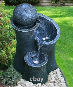 Large Garden Fountain Water Feature Pump LED Lights Cascade Ball Statue Decor 40