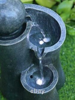 Large Garden Fountain Water Feature Pump LED Lights Cascade Ball Statue Decor 40