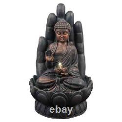 Large Garden Fountain Water Feature Pump LED Lights Cascade Buddha Sculpt Decor