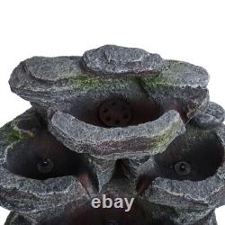 Large Garden Solar Power Cascading Rockery Fountain Water Feature with LED Light