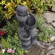 Large Garden Water Feature With Led Lights Solar Powered Cascade Water Fountain