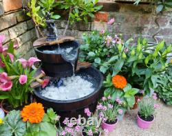 Large Garden Water Pump Outdoor Fountain Feature Wooden Patio Cascade Decor