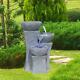 Large Grey Cascading Outdoor Garden Bowl Fountain Water Feature With Led Lights