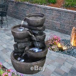 Large Indoor Outdoor UK Fountain Water Feature Garden Ornament with LED Lighting
