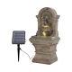 Large Lion Stone Pillar Solar Powered Water Feature Outdoor Garden Fountain Deco