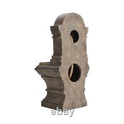 Large Lion Stone Pillar Solar Powered Water Feature Outdoor Garden Fountain Deco