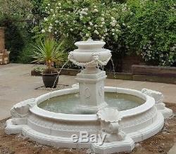 Large Neapolatin Pool Surround Lion Urn Stone Garden Water Fountain Feature