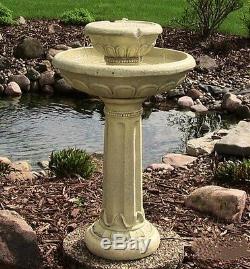 Large Outdoor Round Garden Bird Bath Water Fountain Feature Solar Powered F2