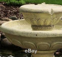 Large Outdoor Round Garden Bird Bath Water Fountain Feature Solar Powered F2