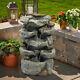 Large Outdoor Water Fountain Feature Statues Led Lights Mountain Rock Waterfall