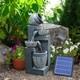 Large Resin Outdoor 4 Tier Bowl Solar Led Water Feature Fountain Garden Uk Decor