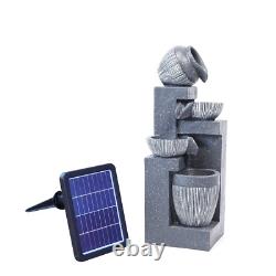 Large Resin Outdoor 4 Tier Bowl Solar LED Water Feature Fountain Garden UK Decor