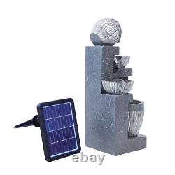 Large Resin Outdoor 4 Tier Bowl Solar LED Water Feature Fountain Garden UK Decor
