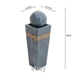 Large Rotating Ball Garden Water Feature Fountain LED Electric Status Ornament